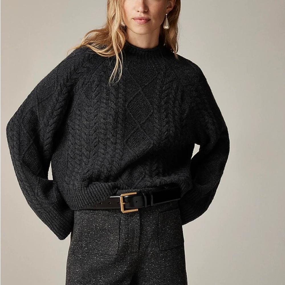 J. Crew Charcoal Cable Knit Sweater Medium